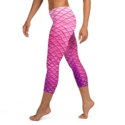 FinfolkProductions Plumeria Pink Capri Leggings