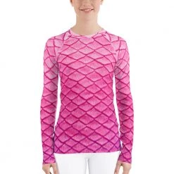 FinfolkProductions Plumeria Pink Fitted Rash Guard