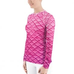 FinfolkProductions Plumeria Pink Fitted Rash Guard