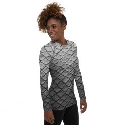 FinfolkProductions Starcrossed Silver Fitted Rash Guard Rash Guards