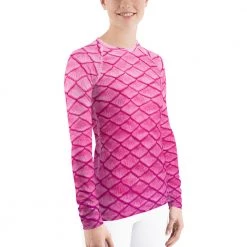 FinfolkProductions Plumeria Pink Fitted Rash Guard