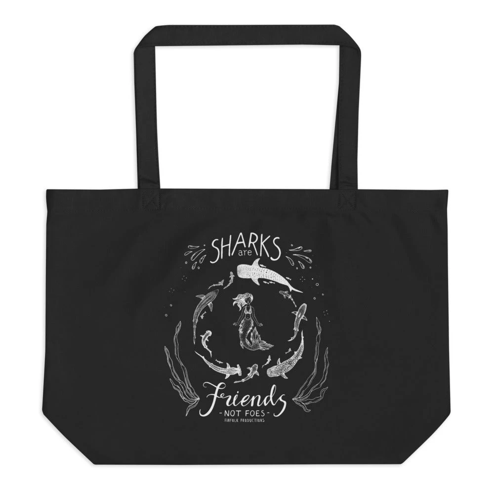 FinfolkProductions Bags And Backpacks Shark Friends Large Tote 1 FinfolkProductions Bags And Backpacks Shark Friends Large Tote