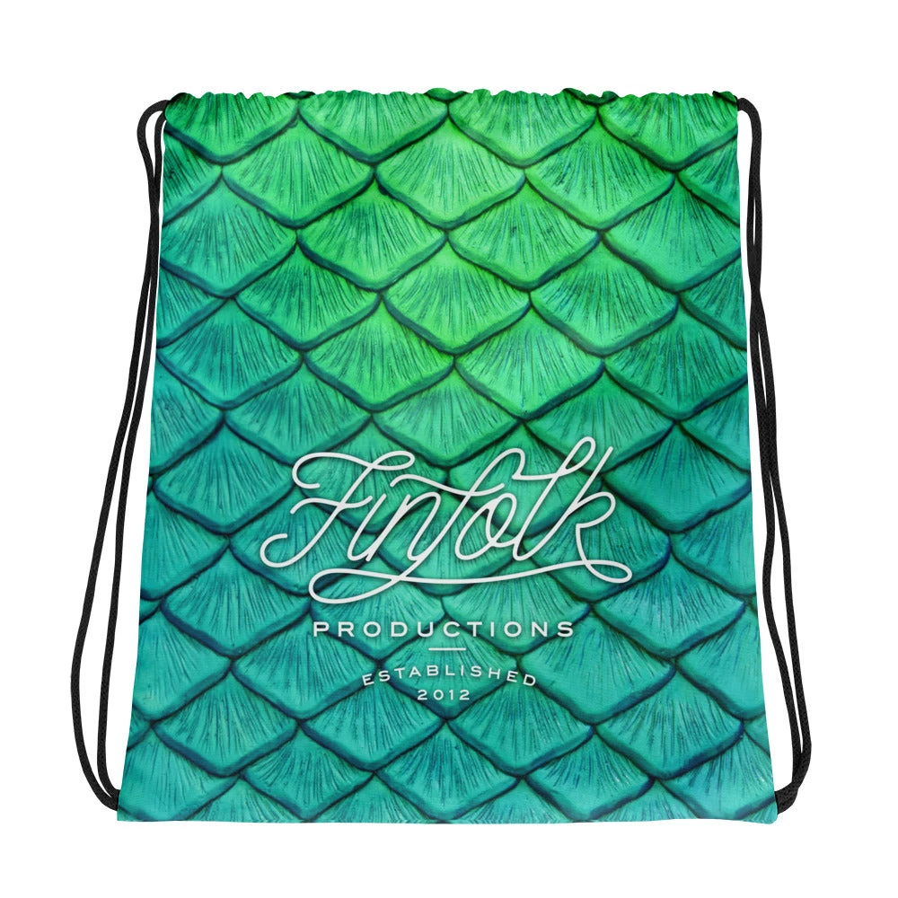 FinfolkProductions Bags And Backpacks Shoal Green Drawstring Bag 1 FinfolkProductions Bags And Backpacks Shoal Green Drawstring Bag