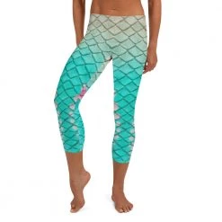 FinfolkProductions Turquoise Sunrise Capri Leggings
