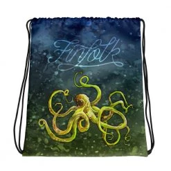 FinfolkProductions Bags And Backpacks Courageous Kraken Drawstring Bag