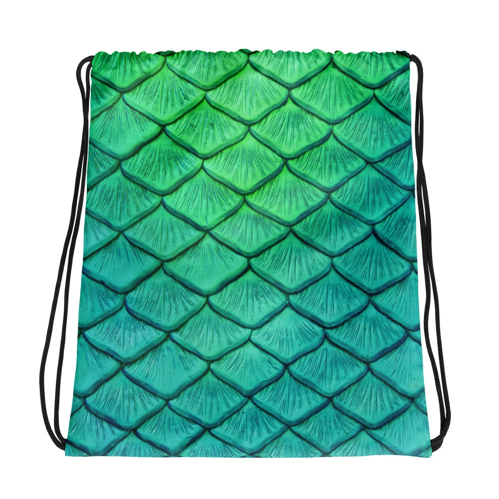 FinfolkProductions Bags And Backpacks Shoal Green Drawstring Bag 2 FinfolkProductions Bags And Backpacks Shoal Green Drawstring Bag