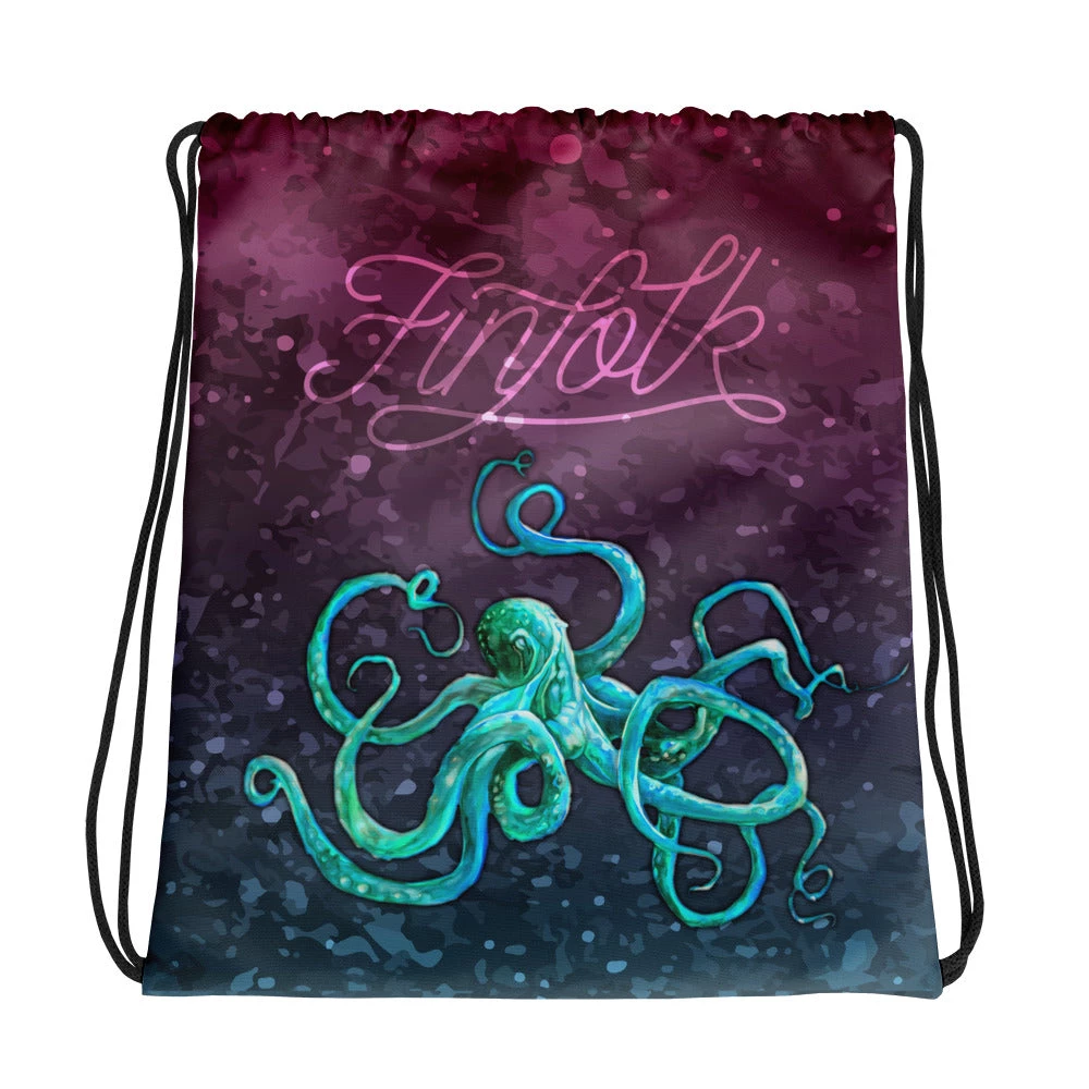 FinfolkProductions Cosmic Kraken Drawstring Bag 1 FinfolkProductions Cosmic Kraken Drawstring Bag