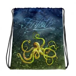 FinfolkProductions Bags And Backpacks Courageous Kraken Drawstring Bag